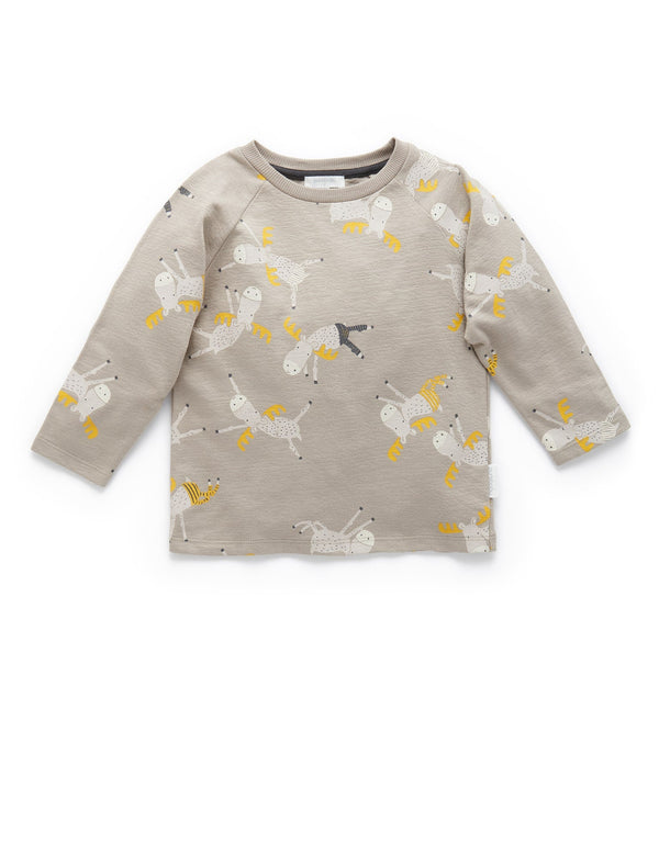 Moose Party Thick L/slv Tee - Moose Party Print
