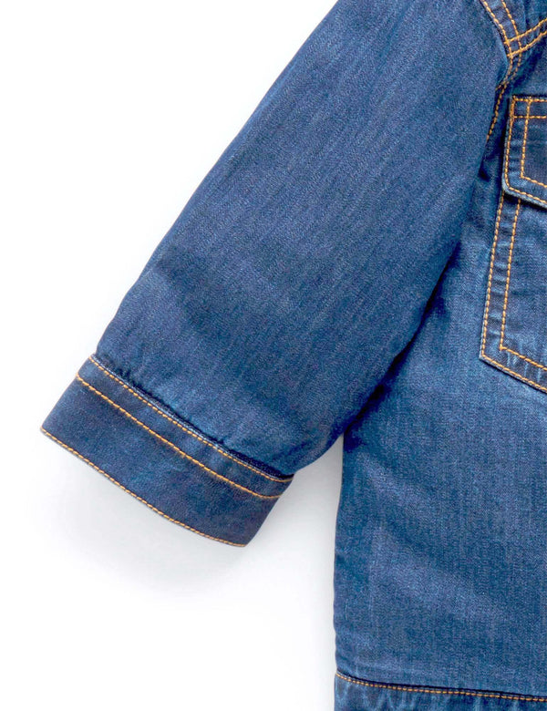 Denim Relaxed Sherpa Jacket - Mid Denim