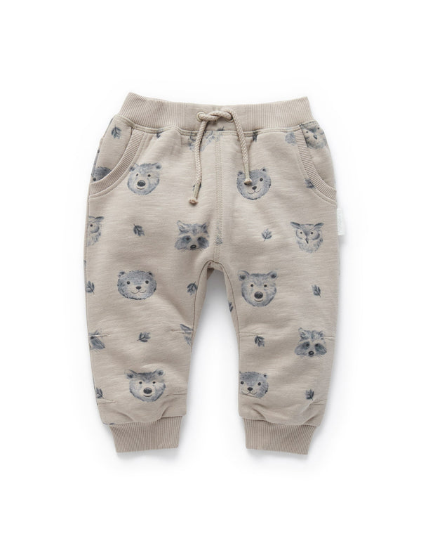 Slouchy Track Pants - Forest Faces Print