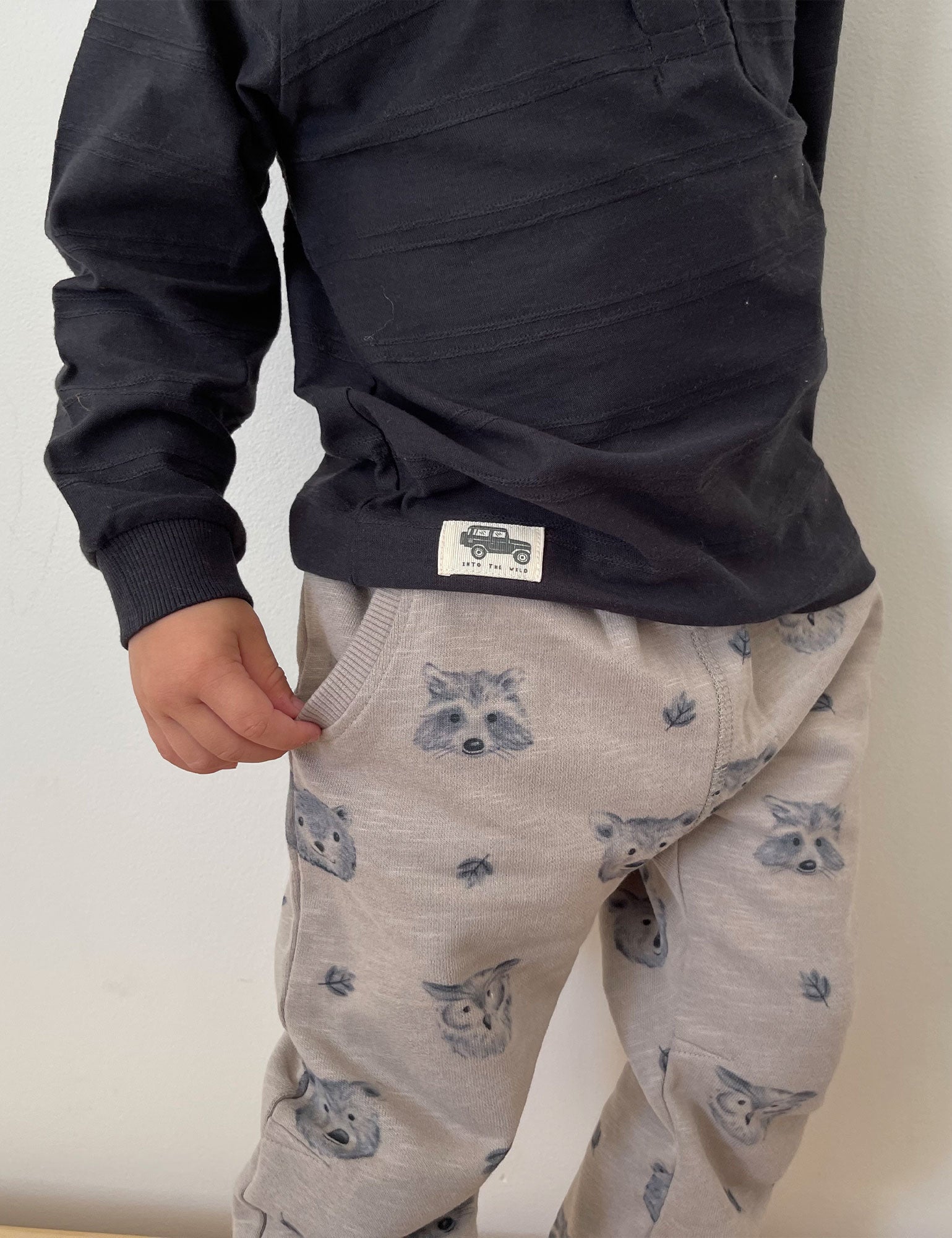 Slouchy Track Pants - Forest Faces Print