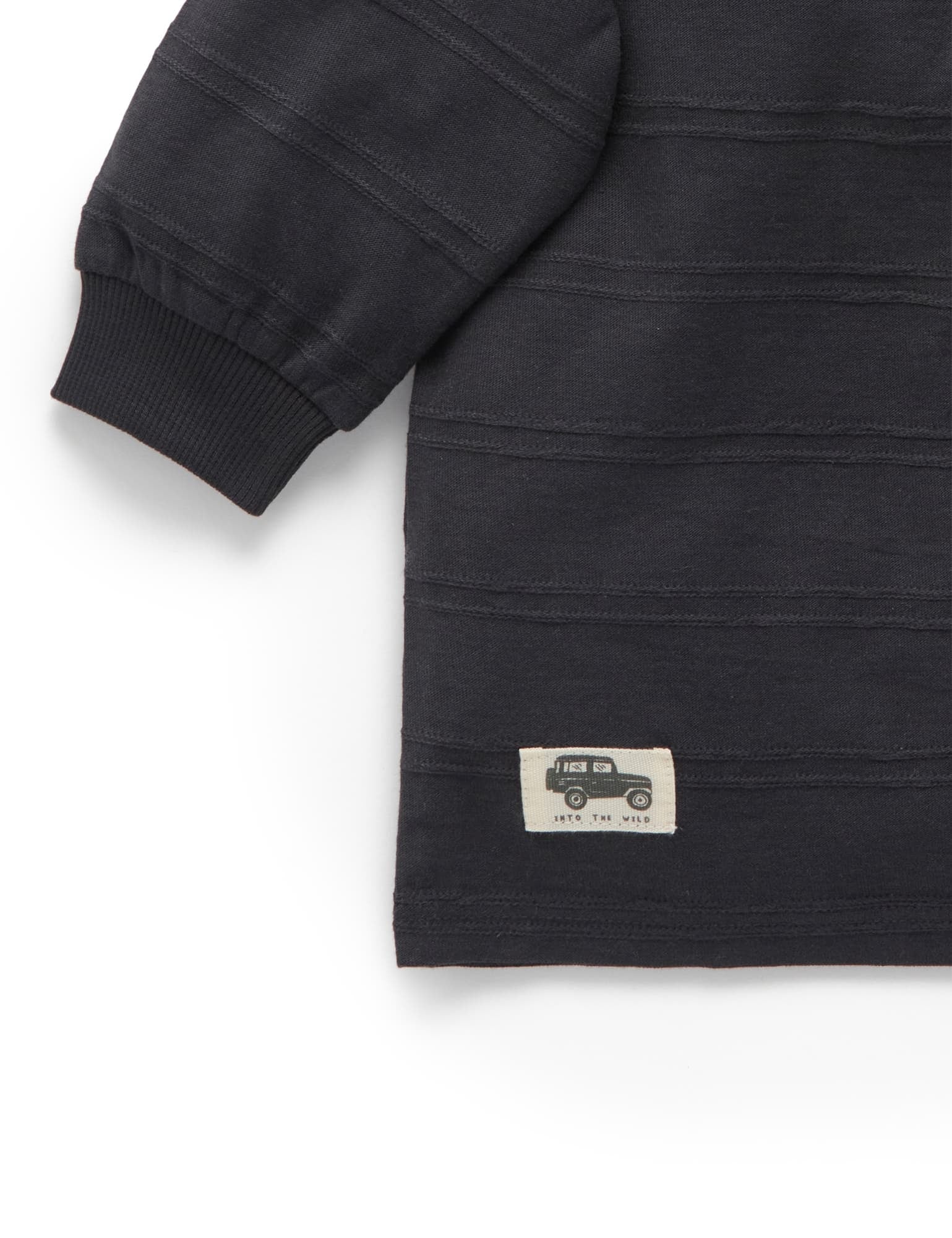 Henley Tee with Self Stripe   - CHARCOAL
