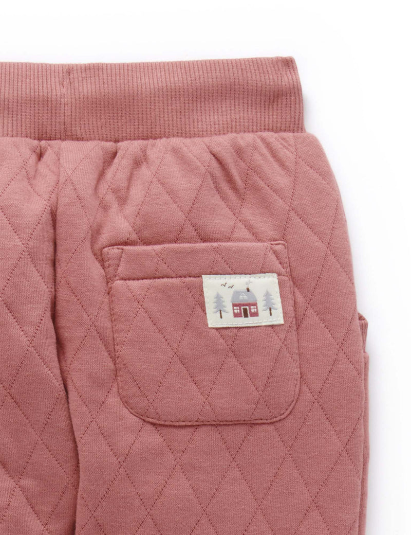 Quilted Track Pant - Plum