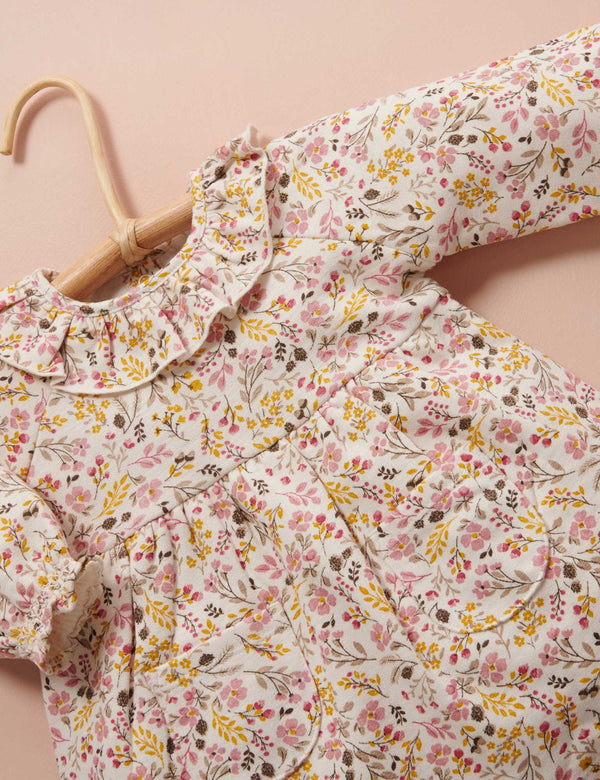 Fleece Dress - WINTER FLORAL PRINT