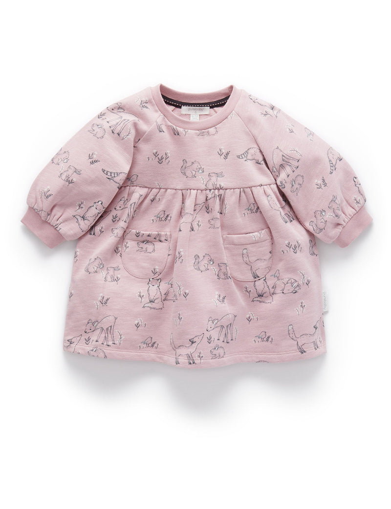 Fleece Dress - Forest Gathering Print