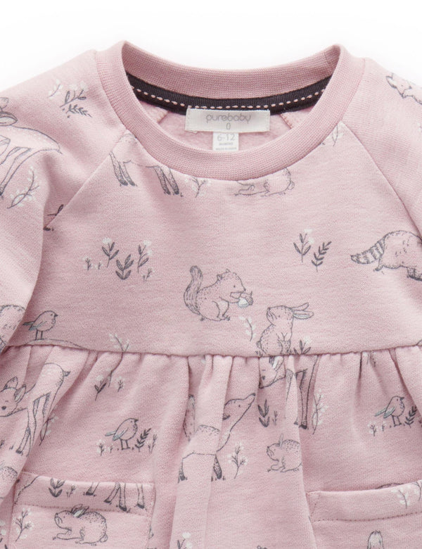 Fleece Dress - Forest Gathering Print