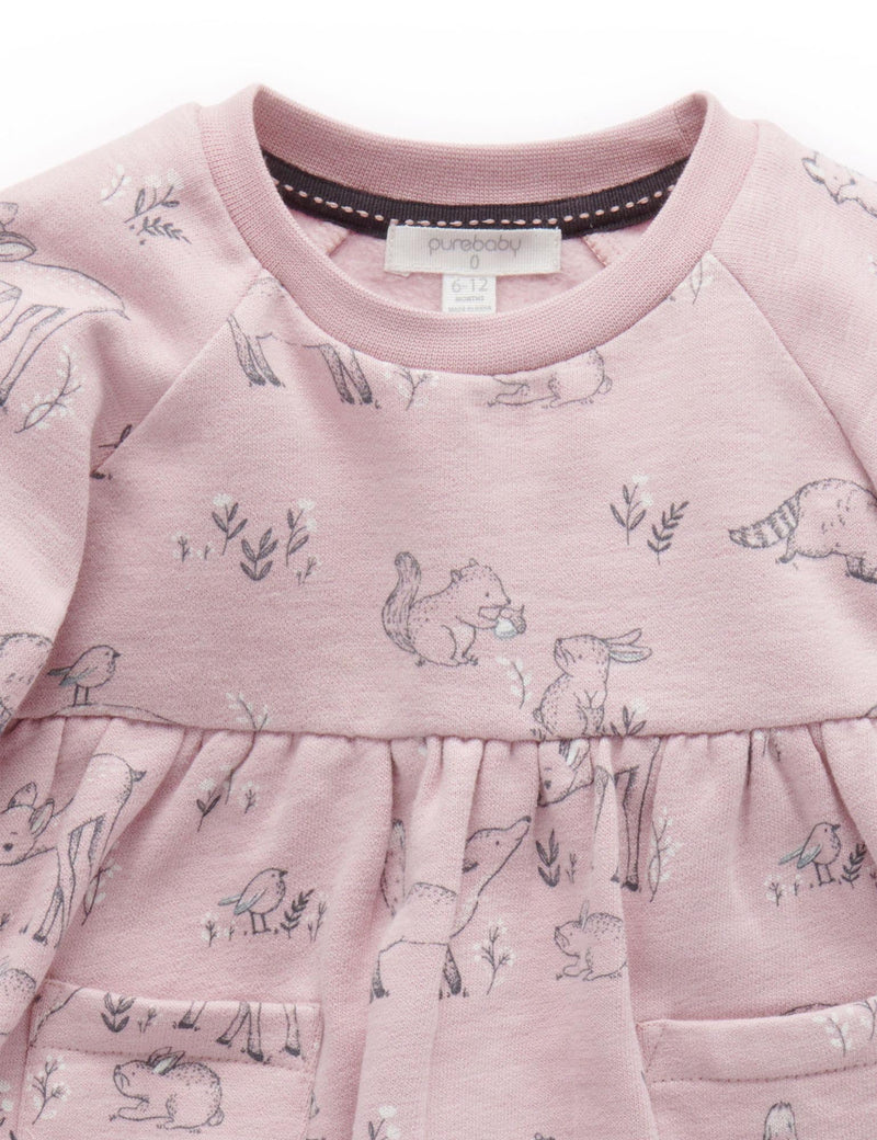 Fleece Dress - Forest Gathering Print