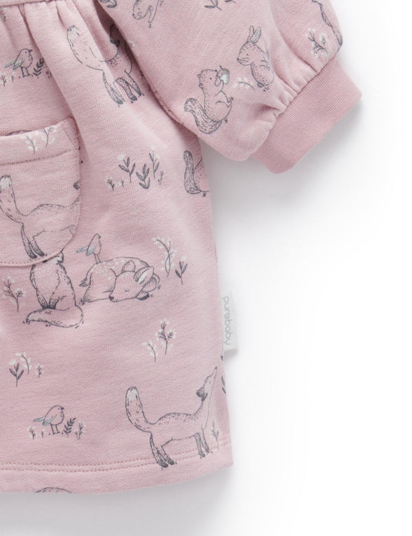 Fleece Dress - Forest Gathering Print