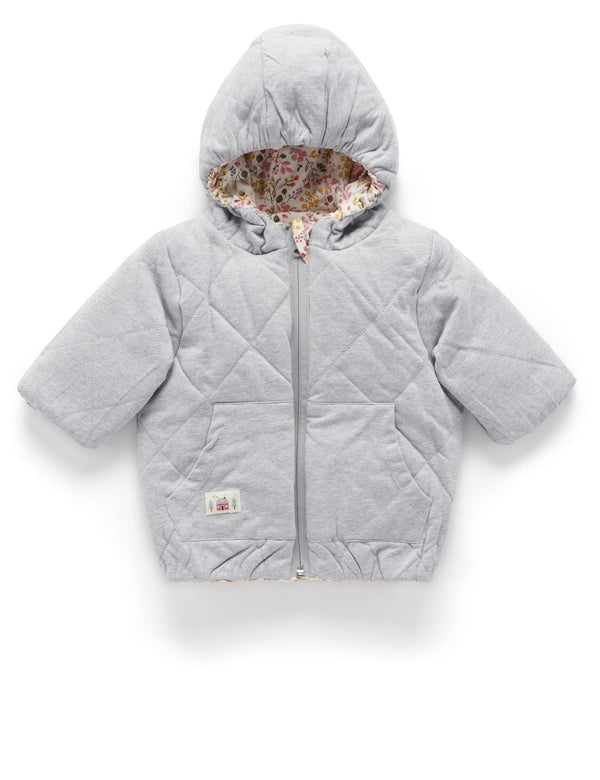 Reversible Quilted Jacket - WINTER FLORAL PRINT