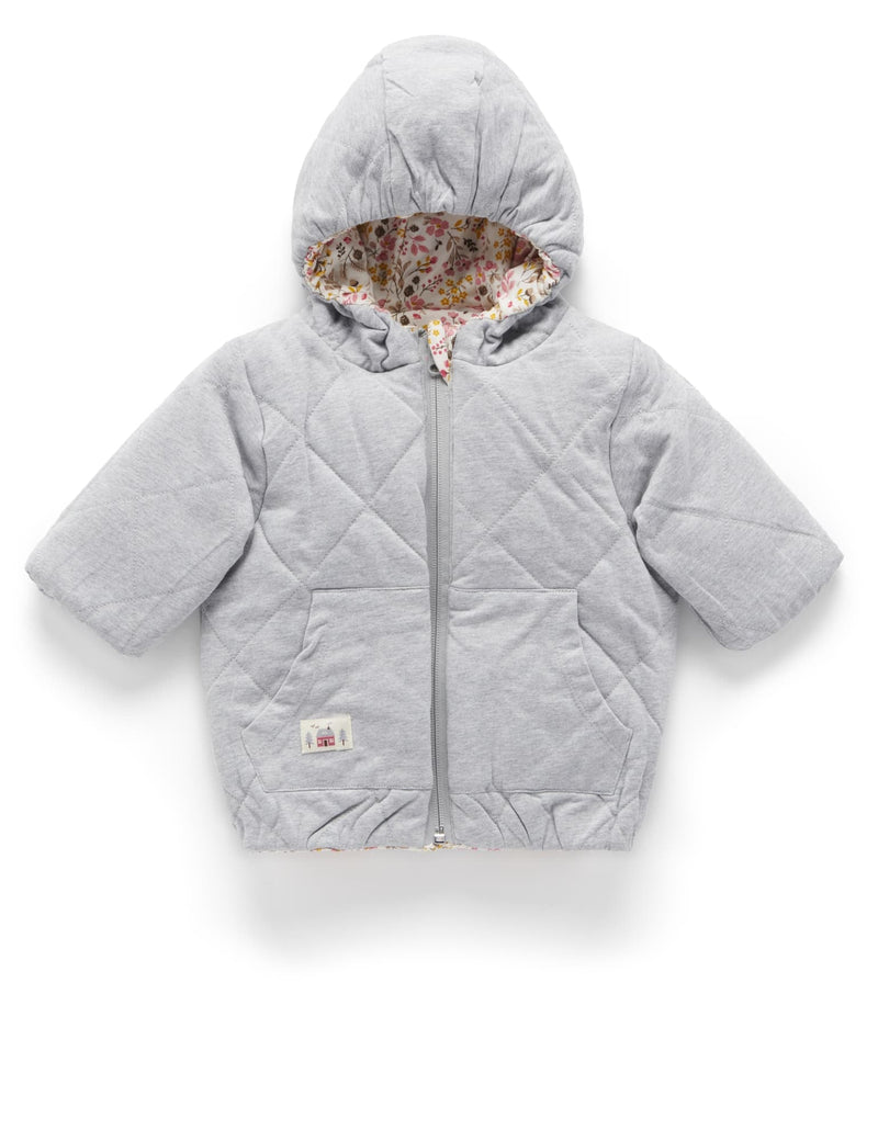 Reversible Quilted Jacket - WINTER FLORAL PRINT
