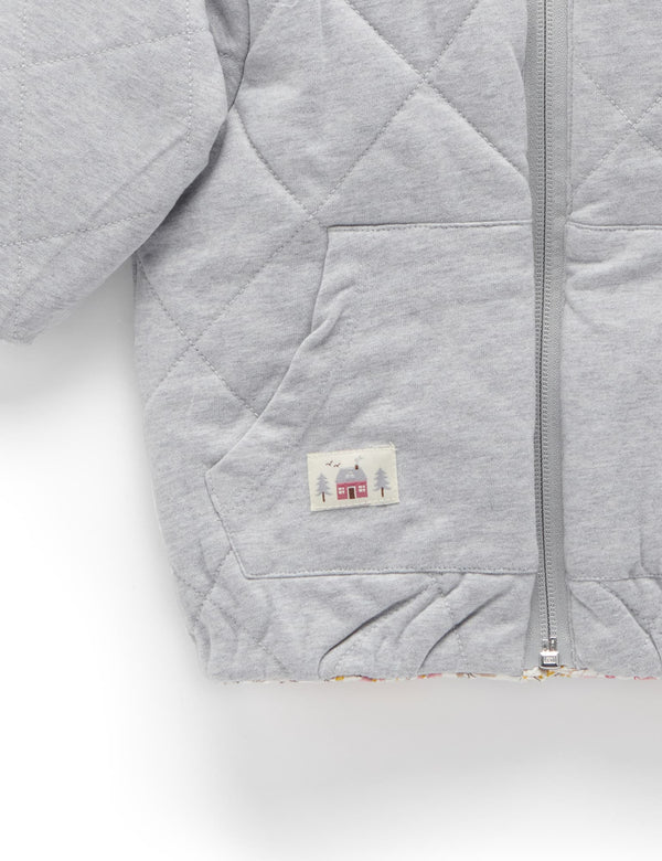 Reversible Quilted Jacket - WINTER FLORAL PRINT