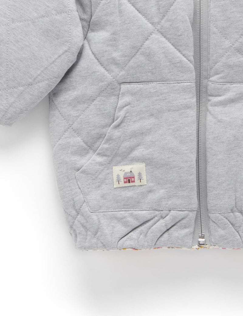 Reversible Quilted Jacket - WINTER FLORAL PRINT