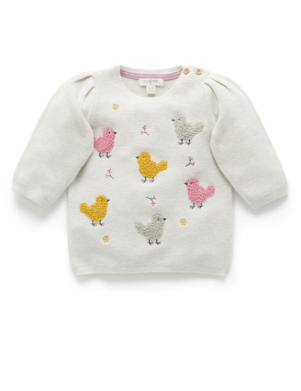 Fluffy Bird Jumper - Cloud Melange