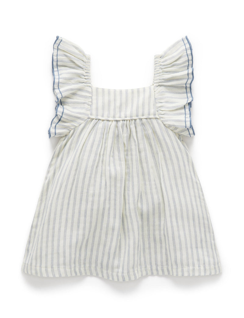 Ruffle Dress - Fine Stripe