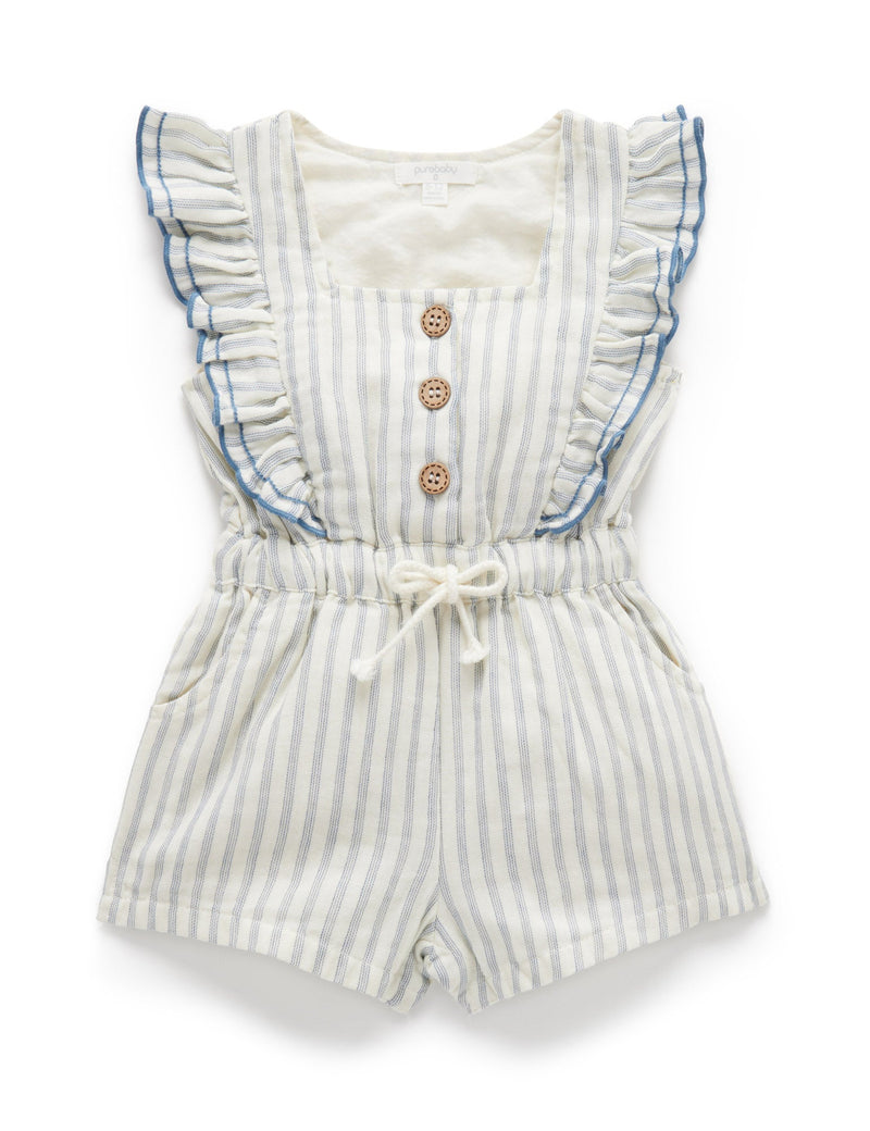 Ruffle Jumpsuit - Fine Stripe