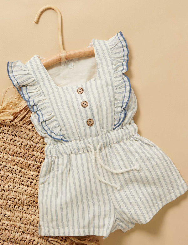 Ruffle Jumpsuit - Fine Stripe