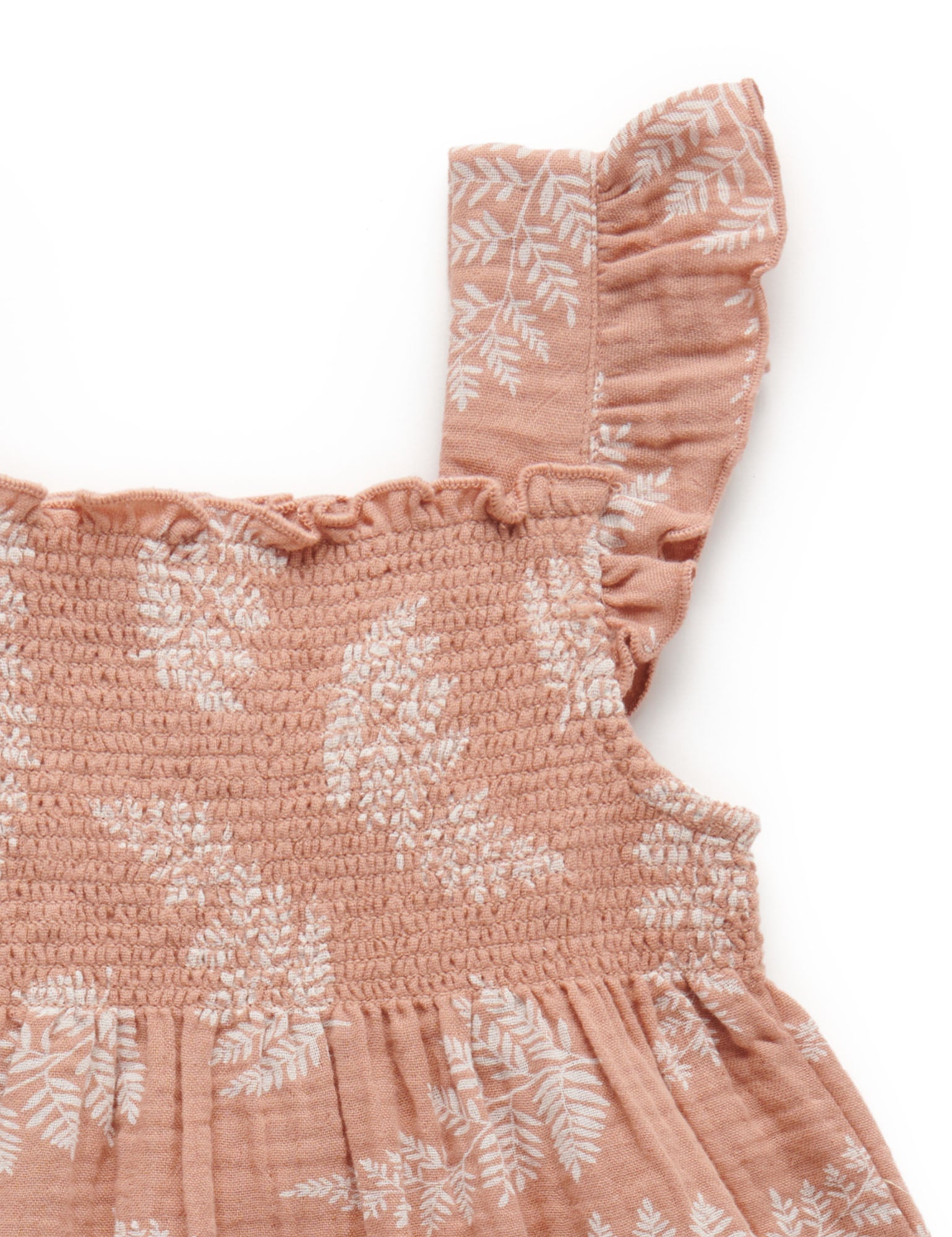Shirred Dress - Coconut Leaf Print