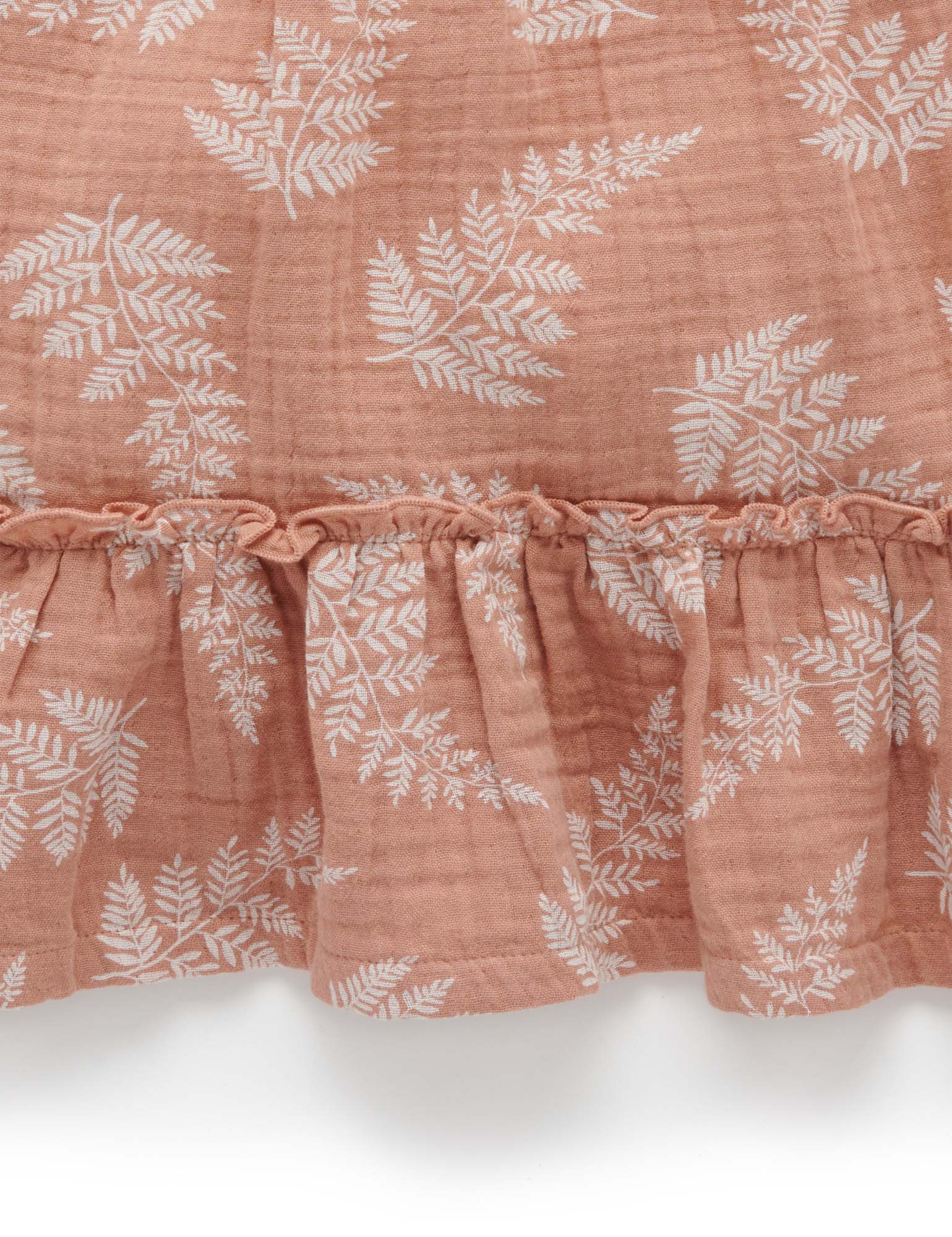 Shirred Dress - Coconut Leaf Print