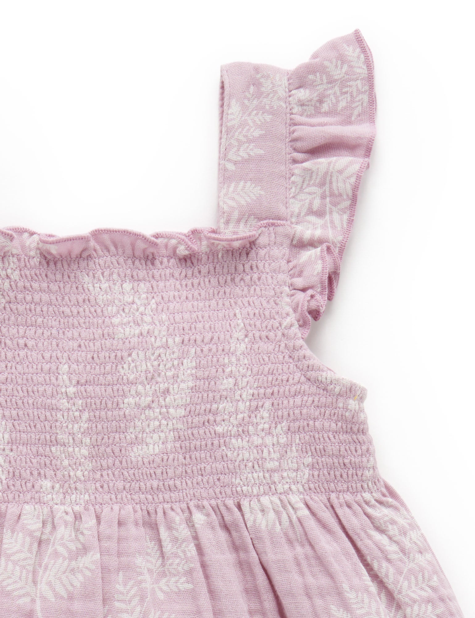 Shirred Dress - Palm Leaf Print