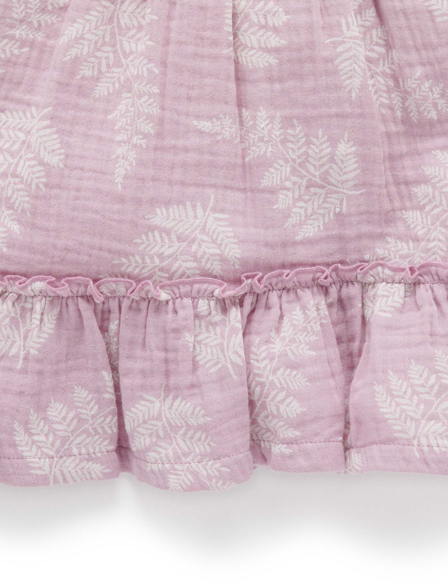Shirred Dress - Palm Leaf Print