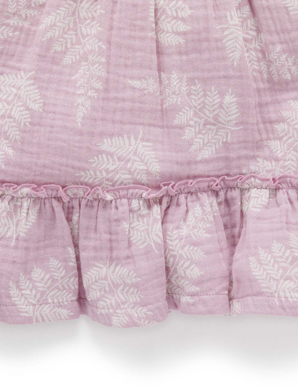 Shirred Dress - Palm Leaf Print