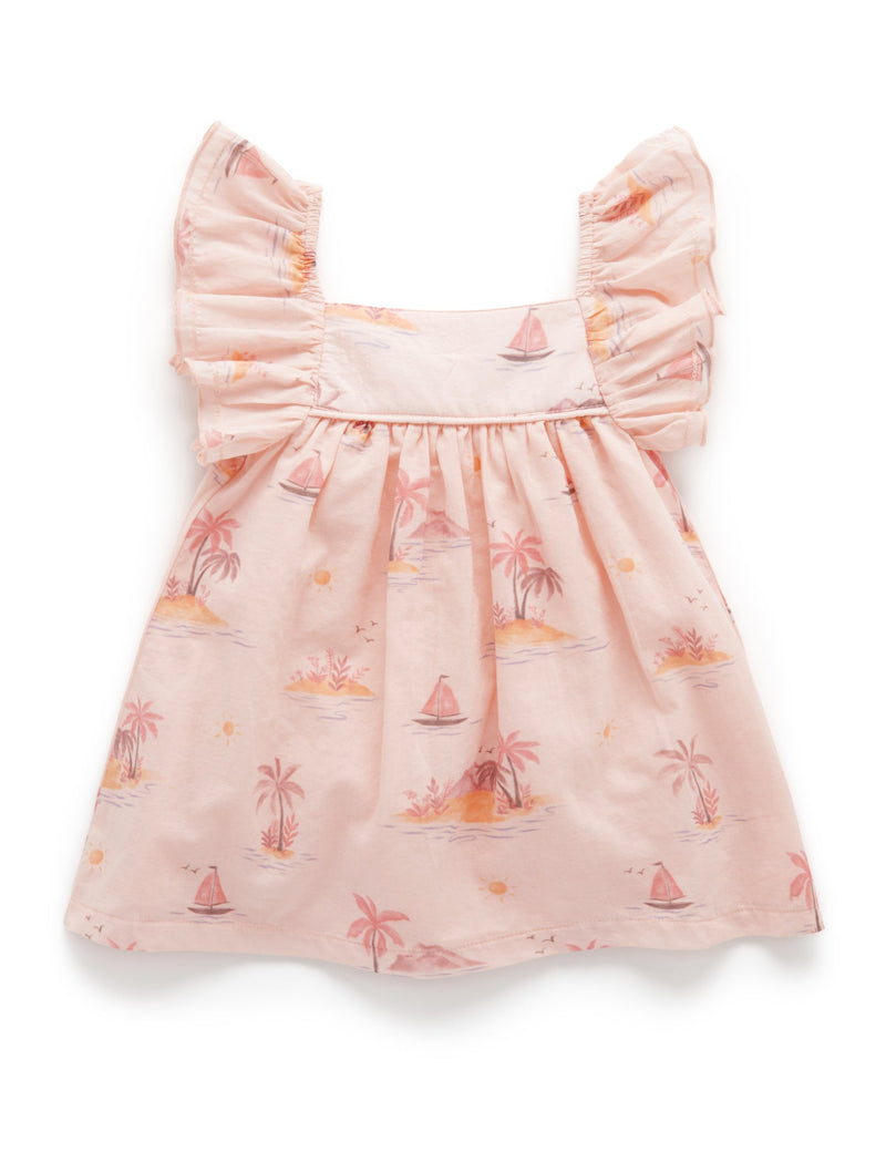 Ruffle Dress - Sunset Print