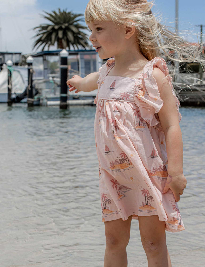 Ruffle Dress - Sunset Print