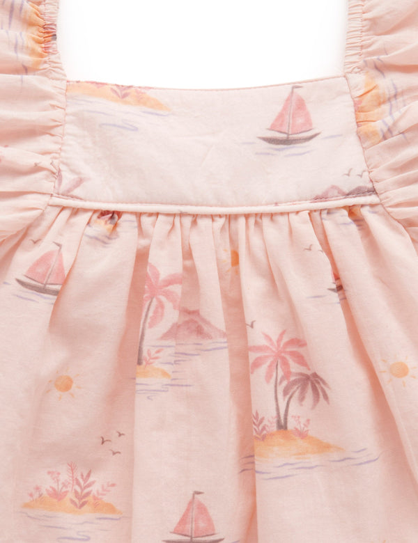 Ruffle Dress - Sunset Print