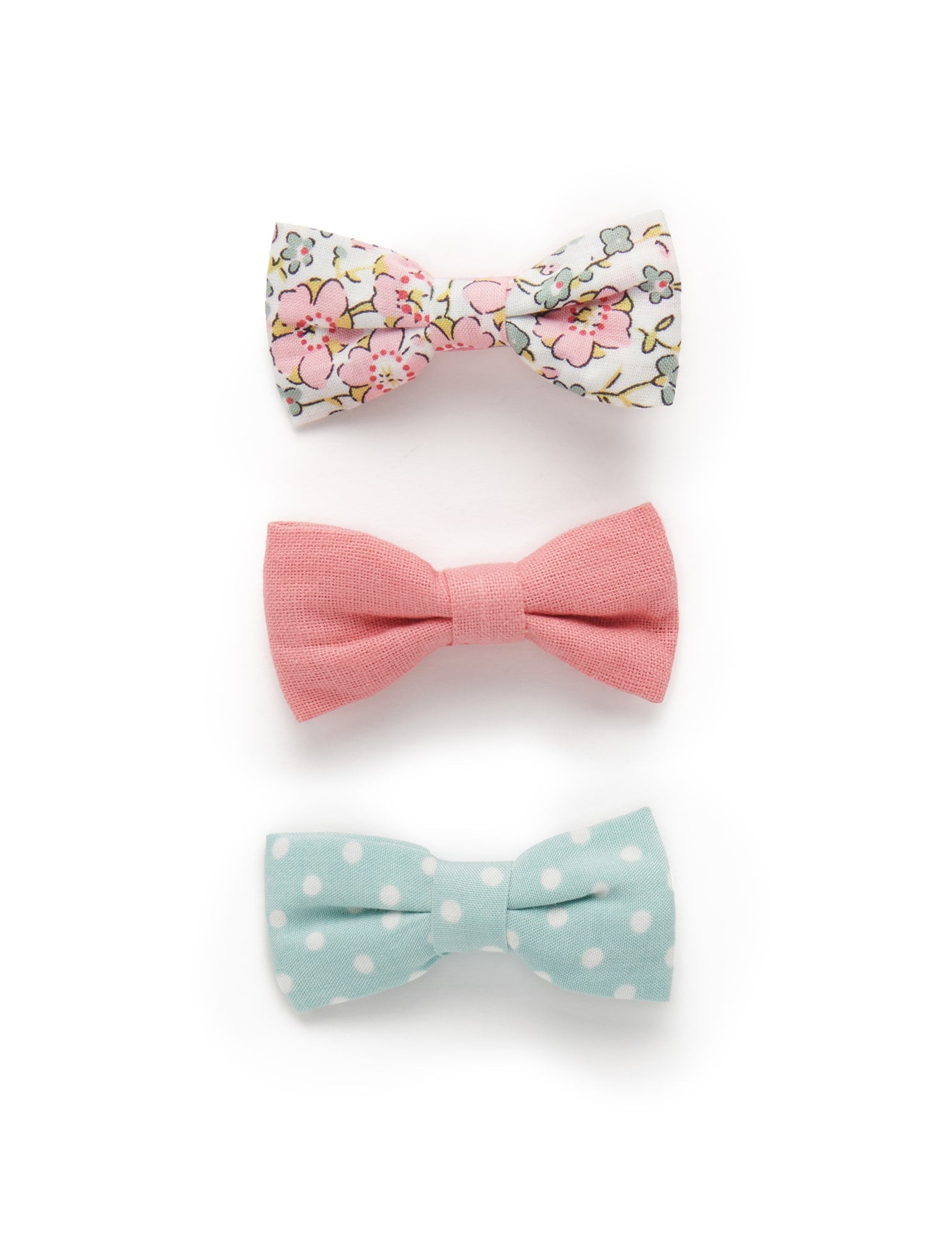 3 Pack Ribbon Bows Clips - Floral Mix