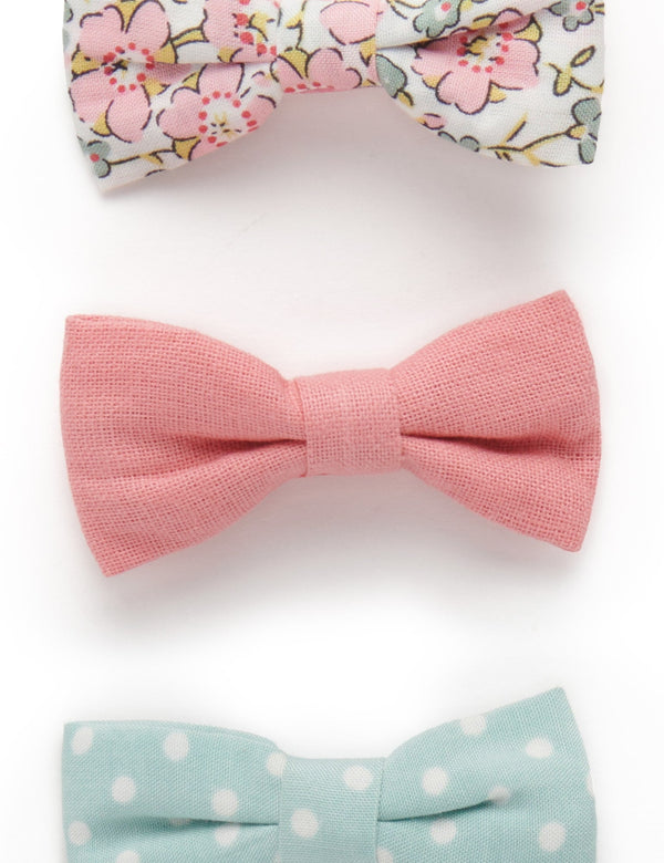3 Pack Ribbon Bows Clips - Floral Mix