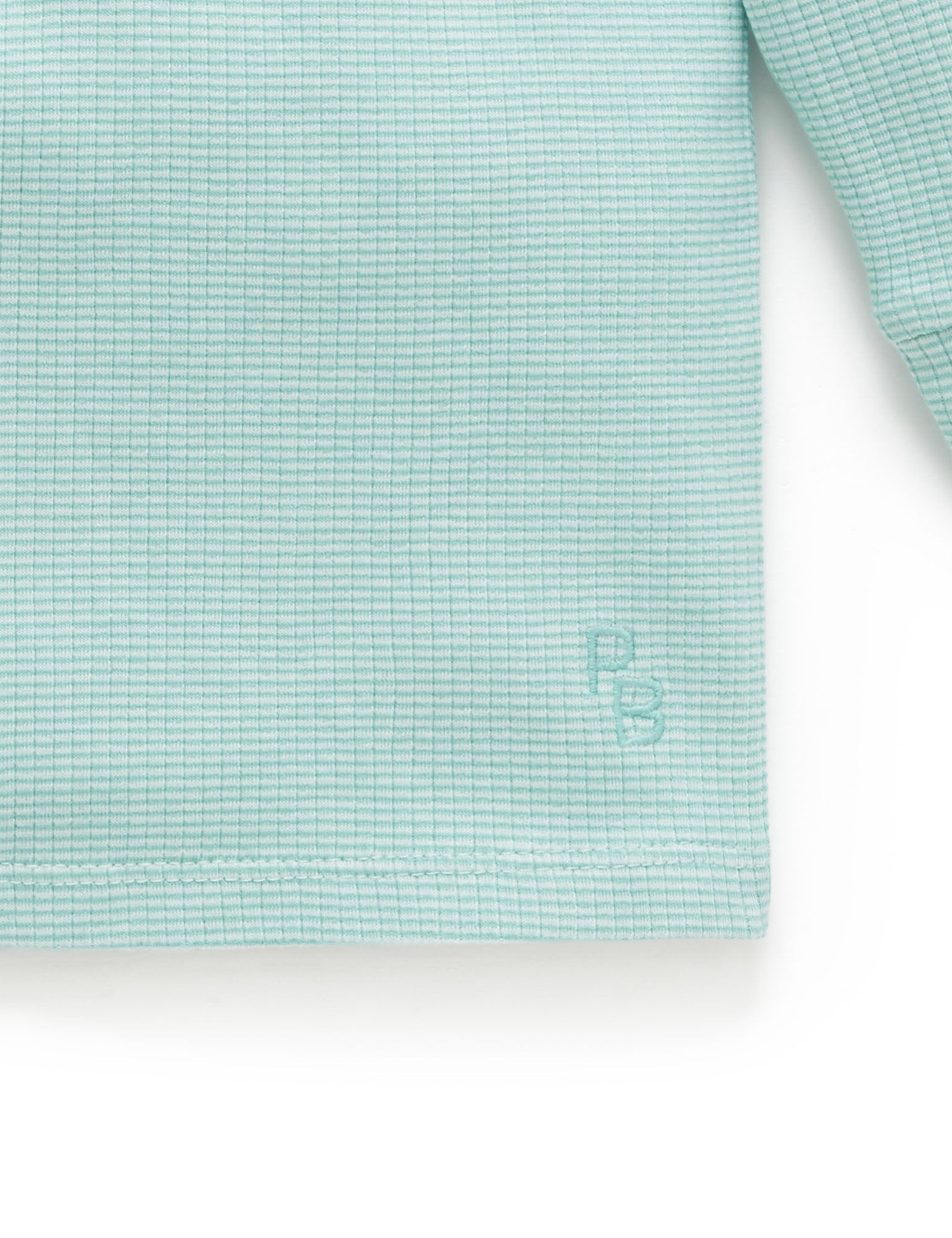 Rib L/Slv Henley Tee - Aquamarine Stripe