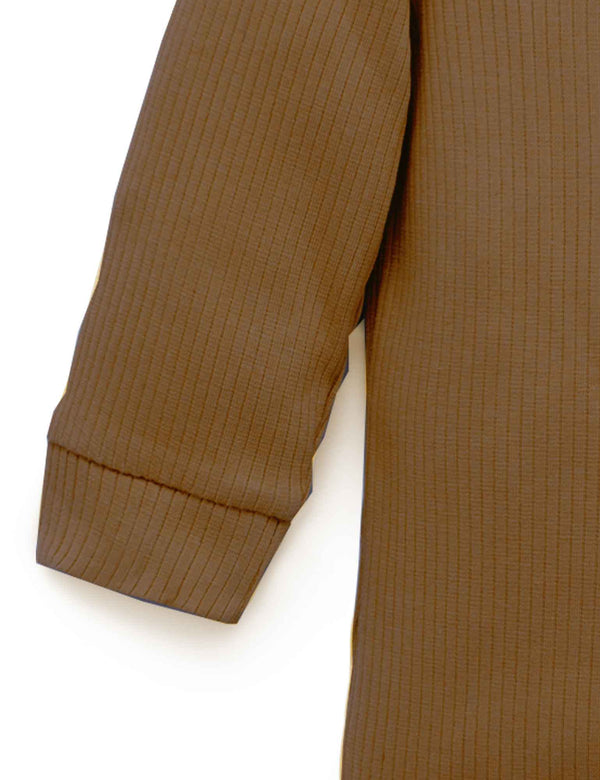 Rib L/Slv Henley Tee - Chocolate
