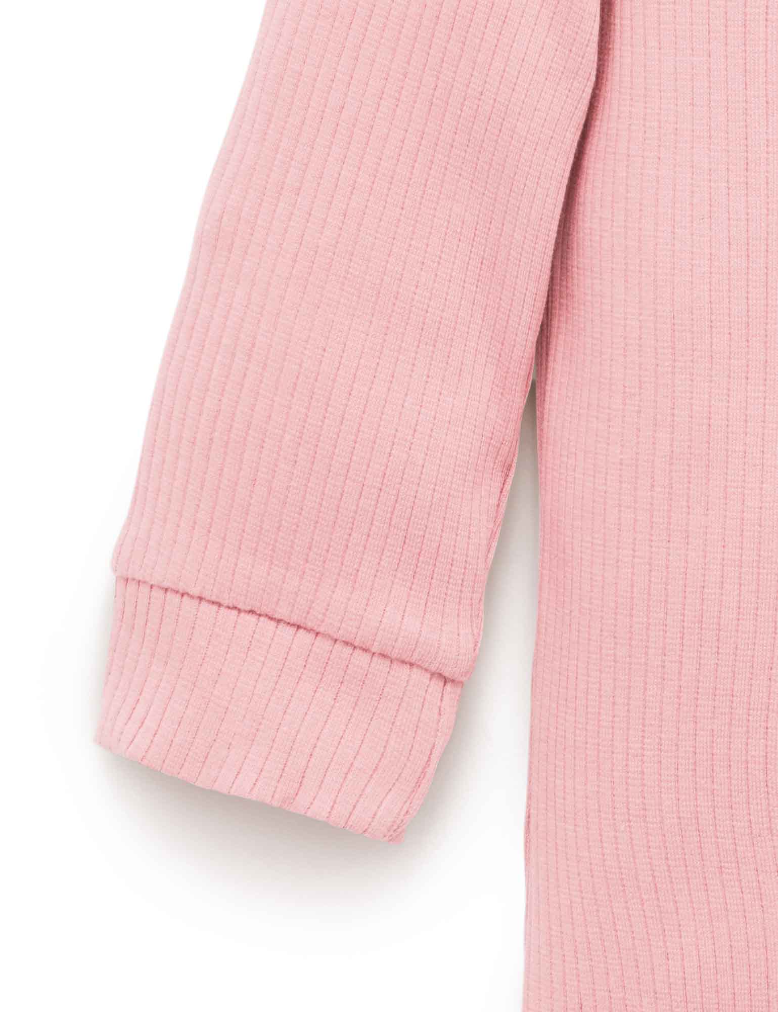 Rib L/Slv Henley Tee - Dusty Rose