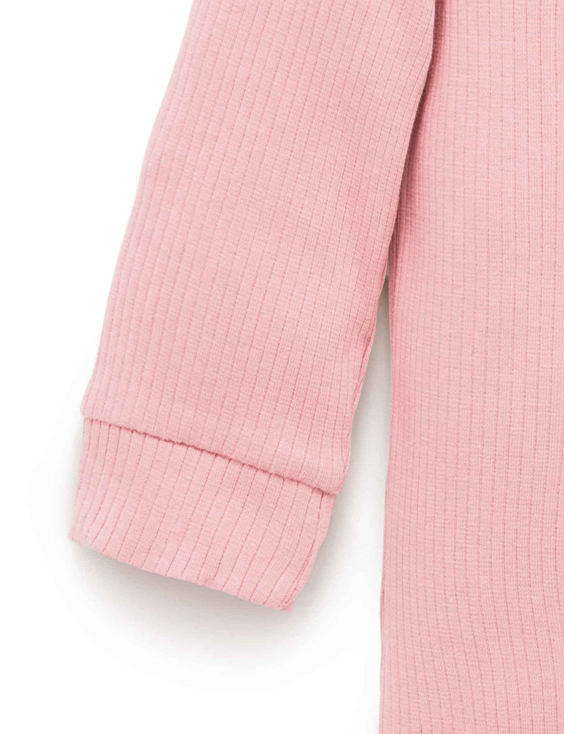 Rib L/Slv Henley Tee - Dusty Rose