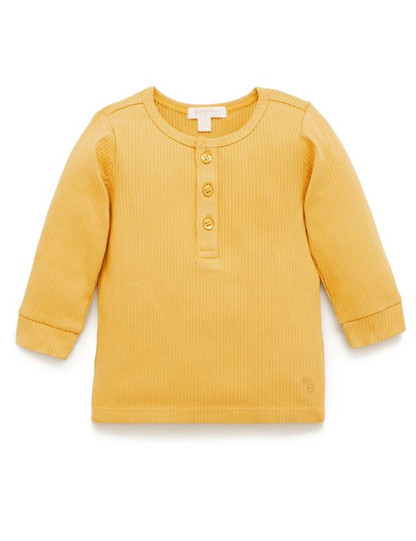 Rib L/Slv Henley Tee - Golden
