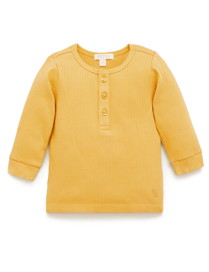 Rib L/Slv Henley Tee - Golden
