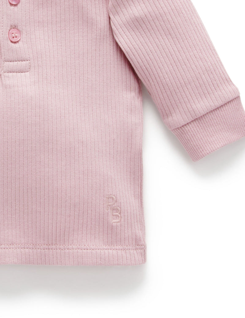 Rib L/Slv Henley Tee - Lavender