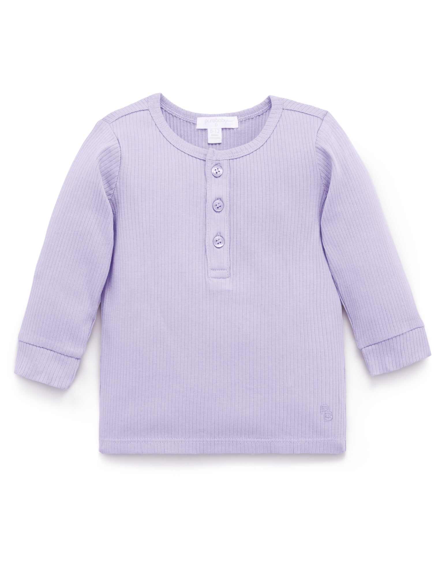 Rib L/Slv Henley Tee - Lilac