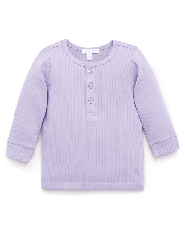 Rib L/Slv Henley Tee - Lilac