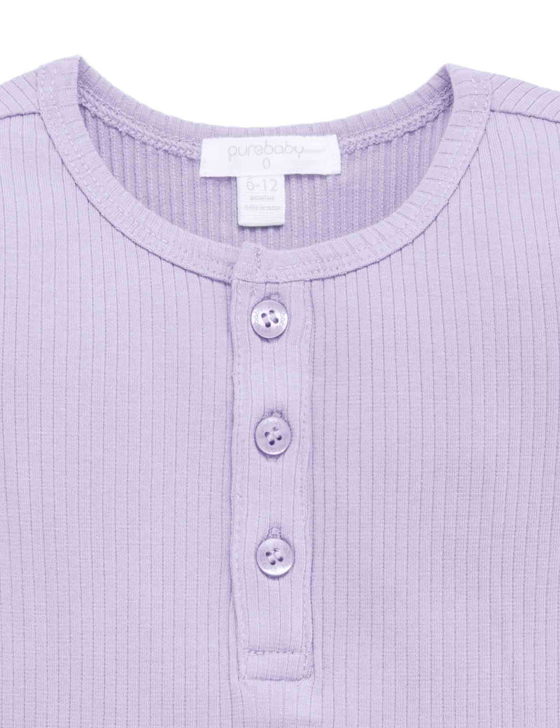 Rib L/Slv Henley Tee - Lilac