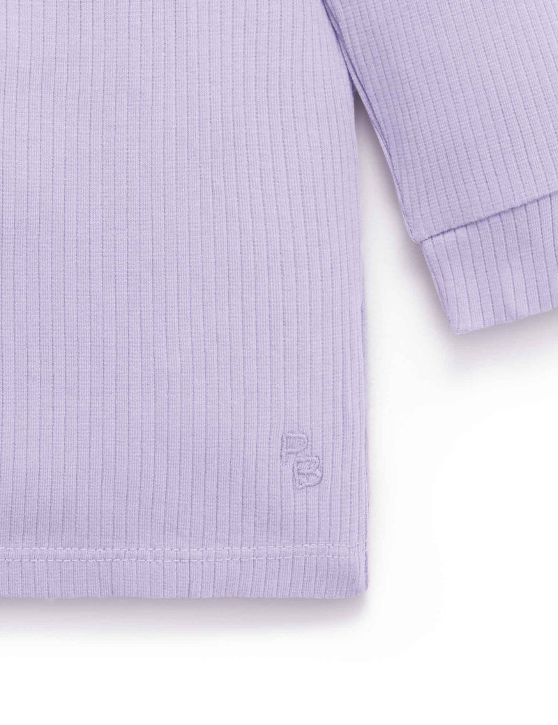 Rib L/Slv Henley Tee - Lilac