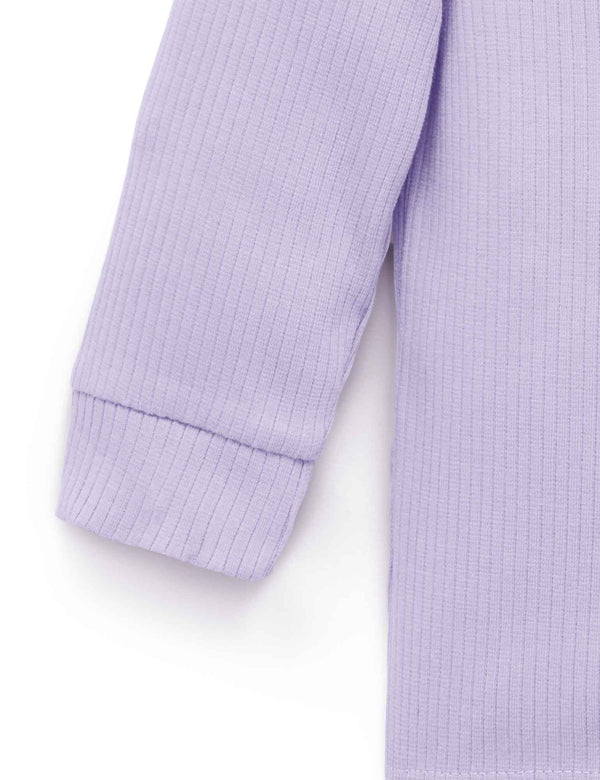 Rib L/Slv Henley Tee - Lilac