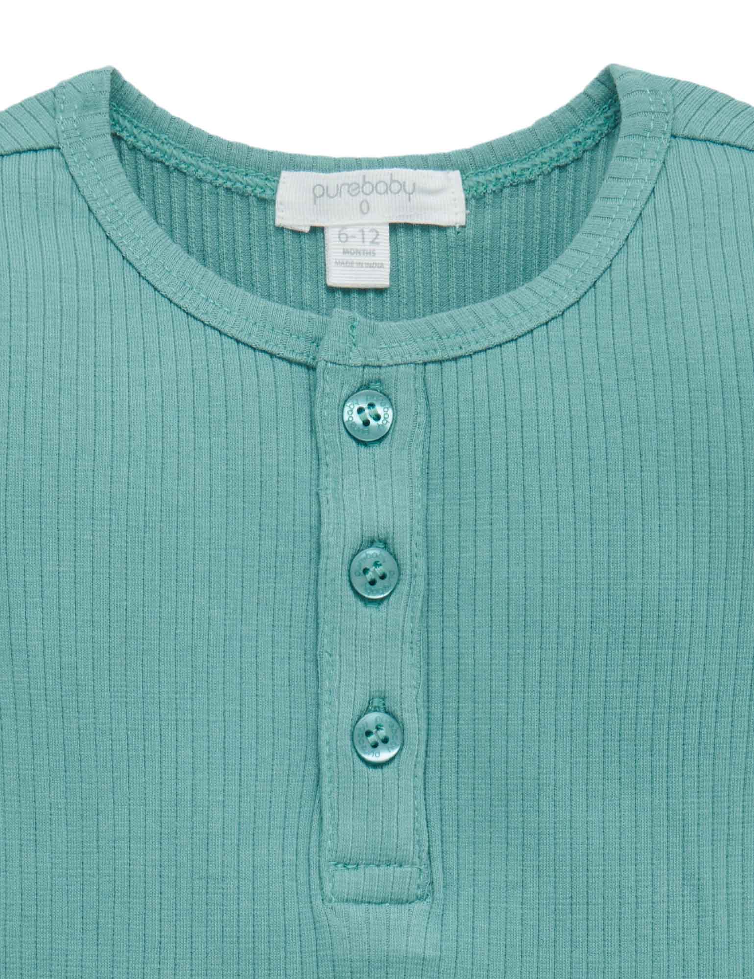 Rib L/Slv Henley Tee - Moss Green