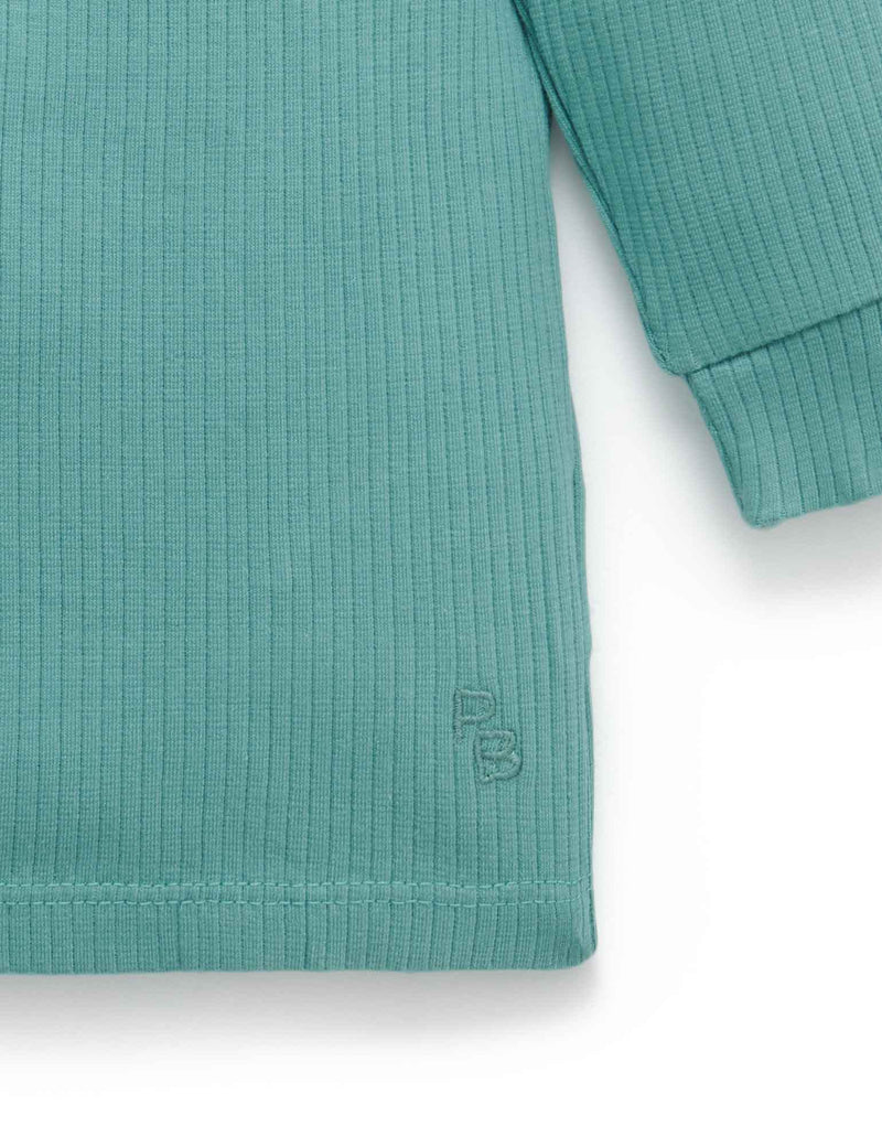 Rib L/Slv Henley Tee - Moss Green