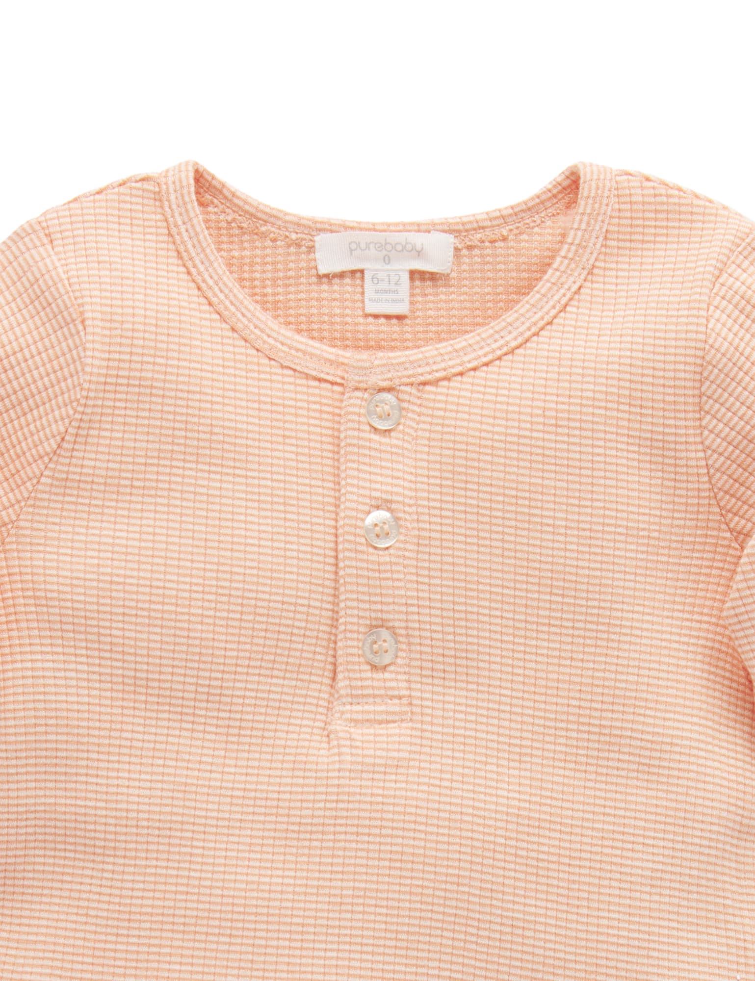 Rib L/Slv Henley Tee - Orange Stripe