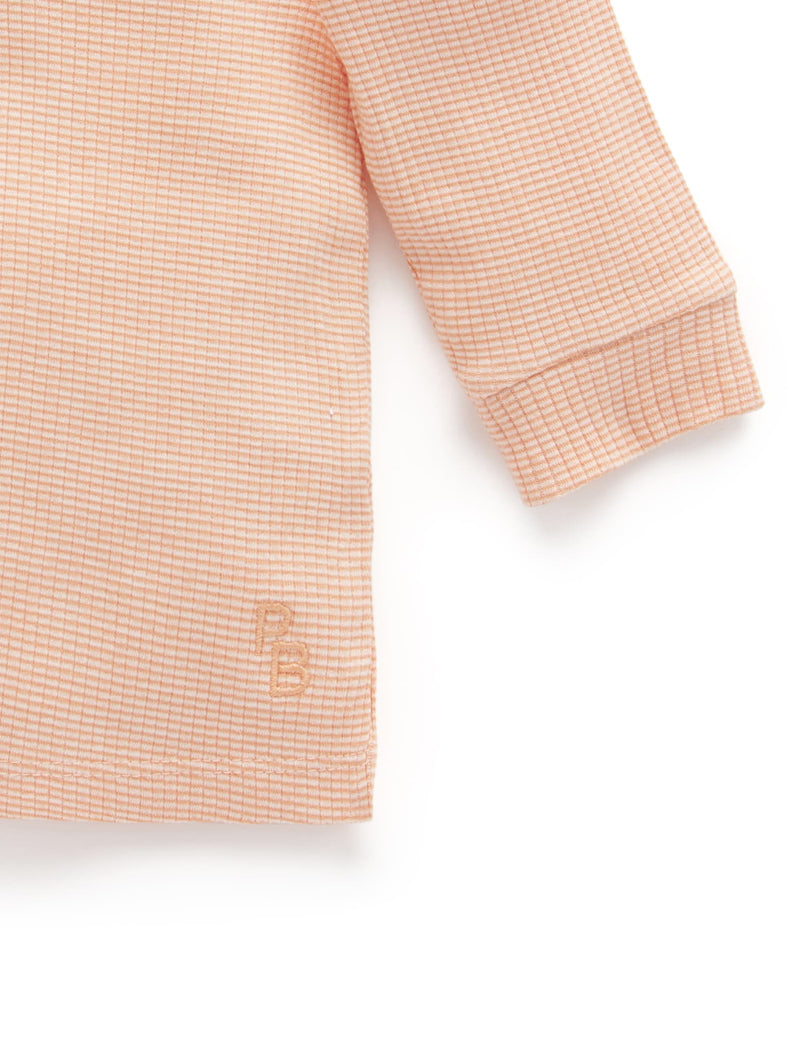 Rib L/Slv Henley Tee - Orange Stripe