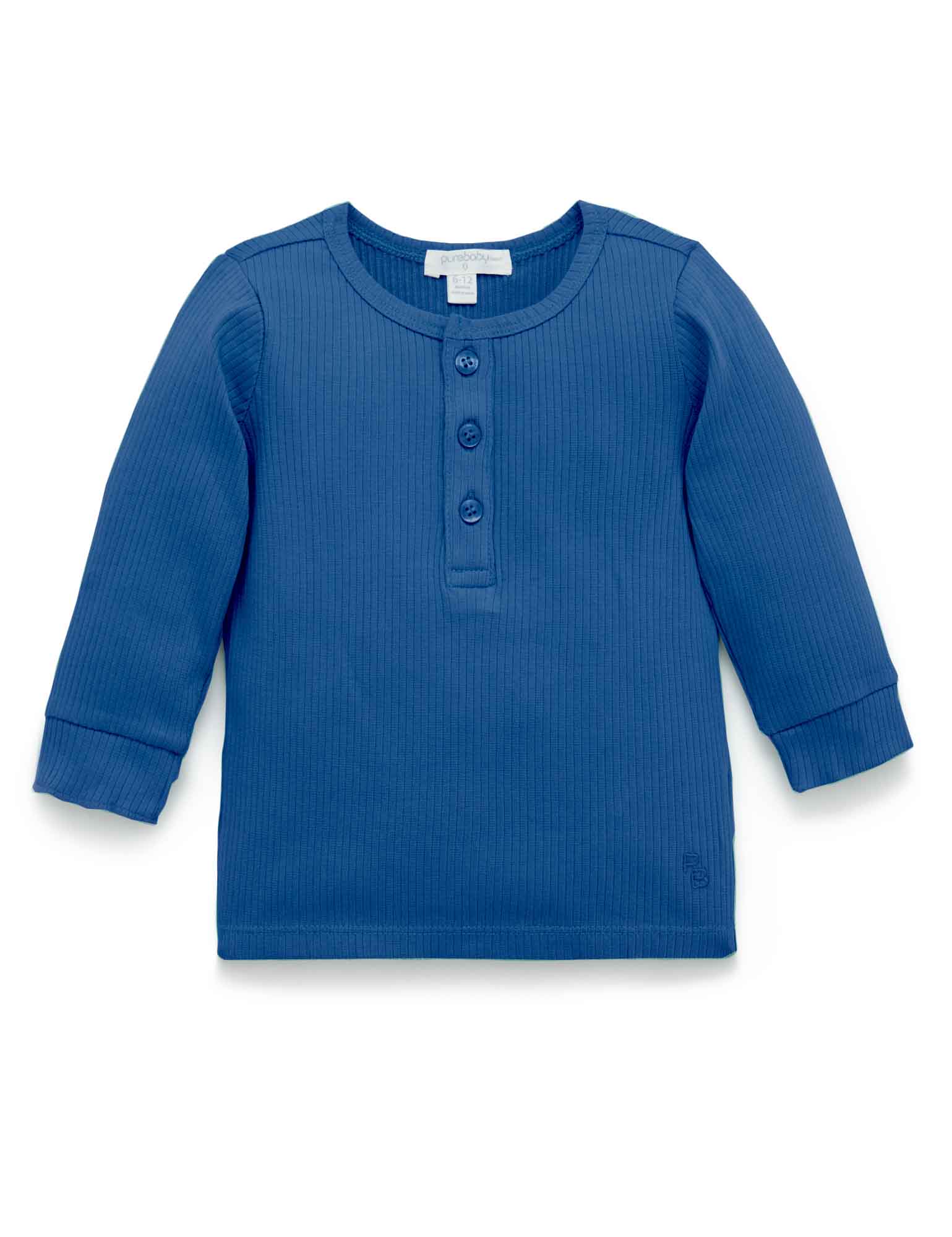Rib L/Slv Henley Tee - Waterfall
