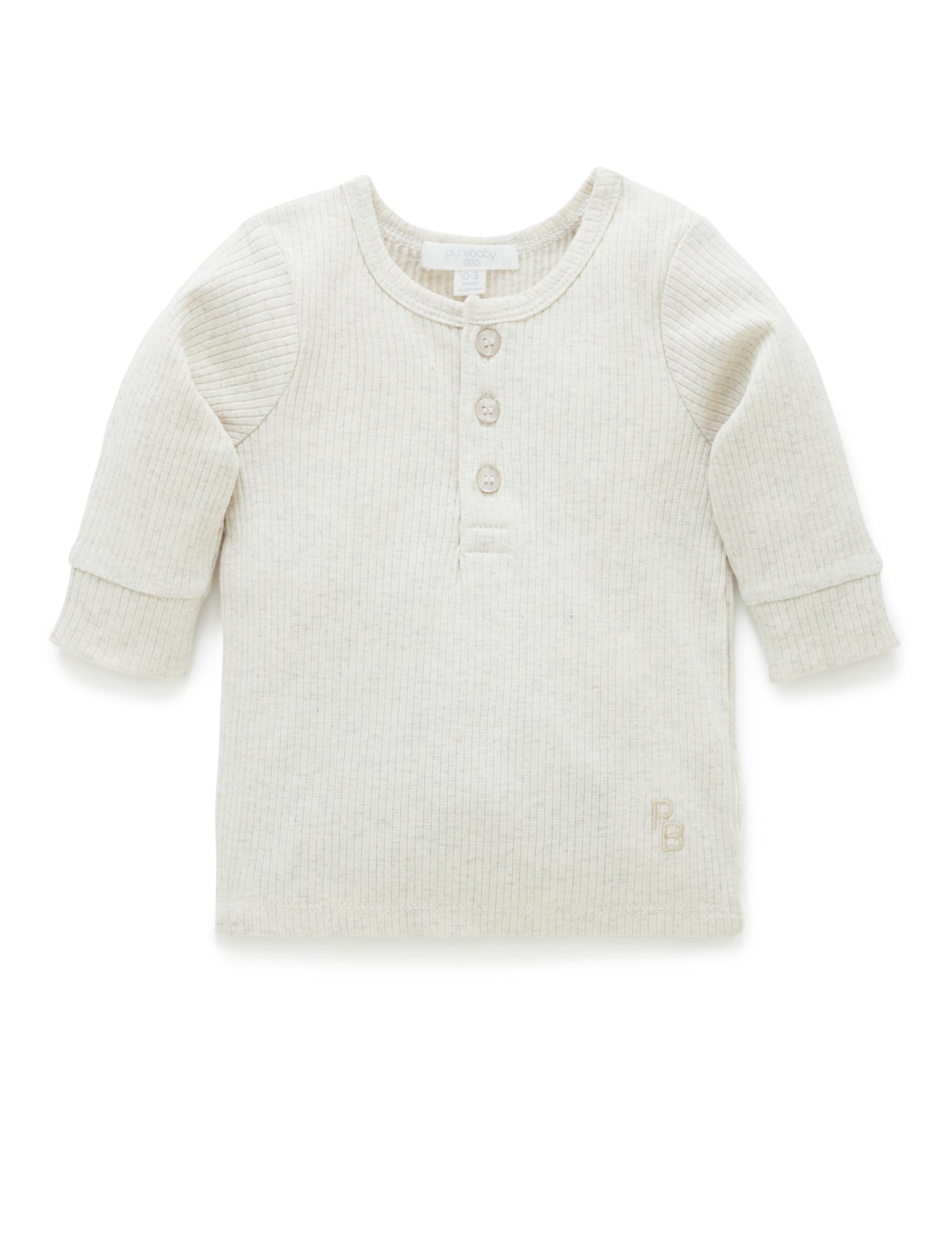 Rib L/Slv Henley Tee - Wheat melange