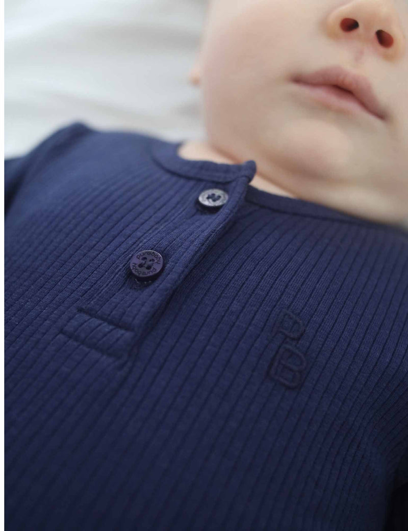 Rib L/Slv Henley Tee - Winter Navy