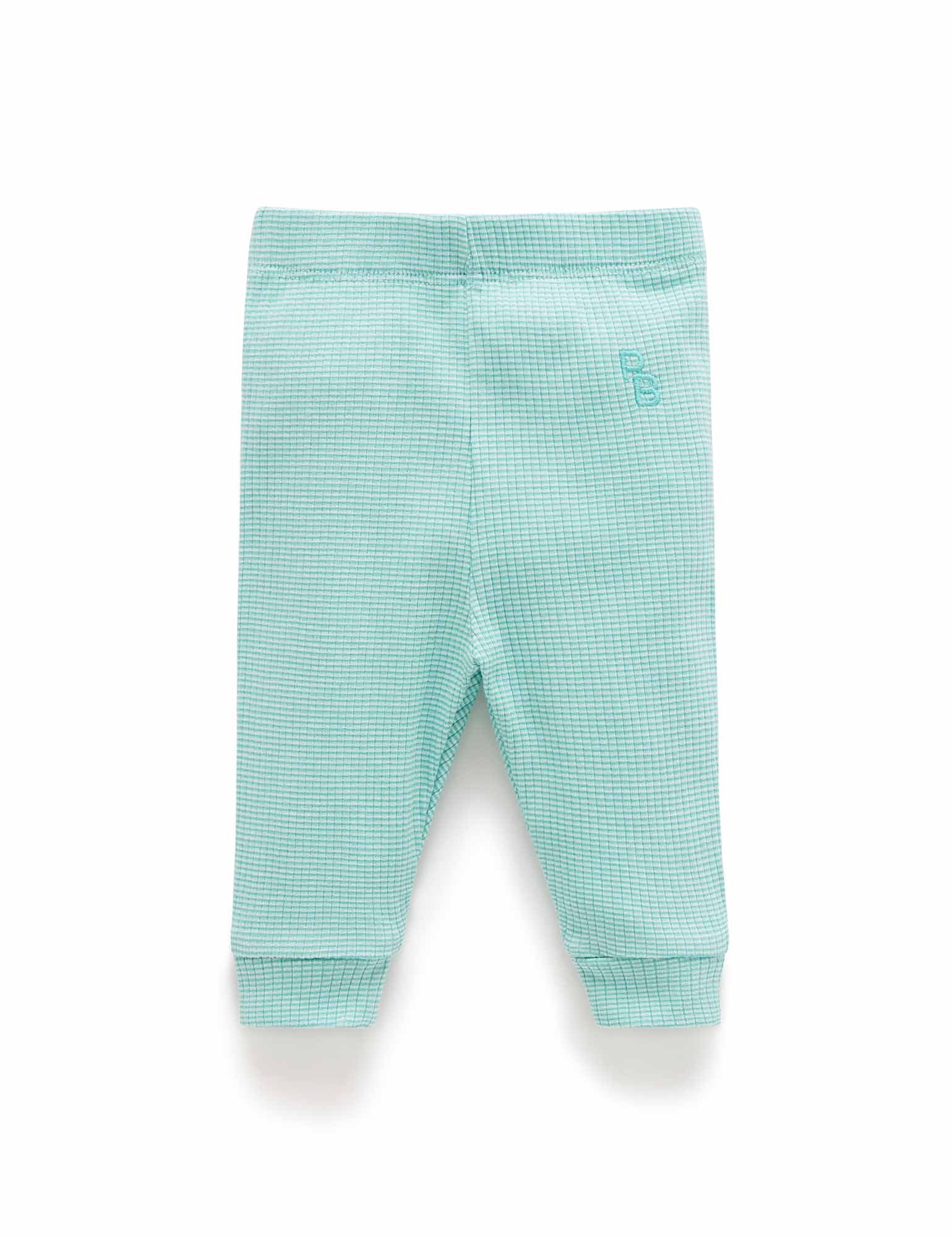 Rib Leggings - Aquamarine Stripe