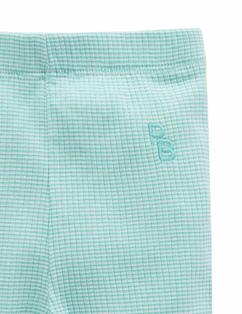 Rib Leggings - Aquamarine Stripe